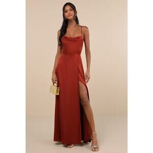 green emerald velvet dress Laria Wine Satin Formal Maxi Dress - US 14